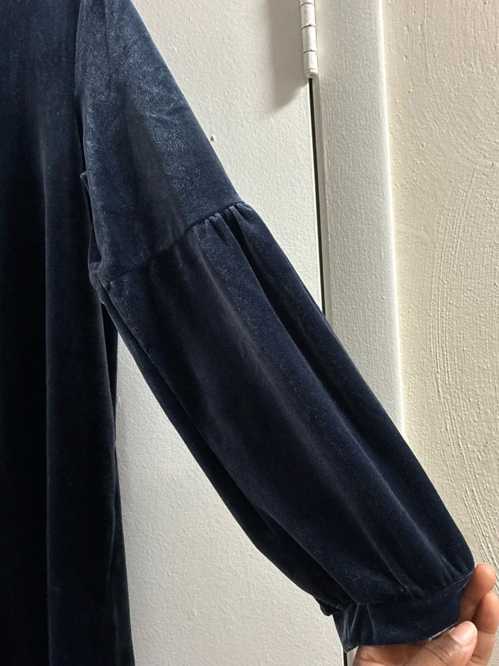 Madewell Navy Velvet V-Neck Mini Dress